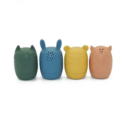Set 4 jucarii de baie Amigos din silicon multicolor PetiteMars