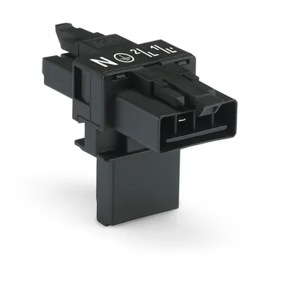 T-distribution connector; 4-pole; Cod. A; 1 input; 2 outputs; 2 locking levers; black