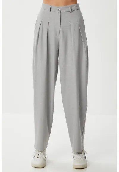Pantaloni dama - Happiness Istanbul - Gri - Poliester/Viscoza