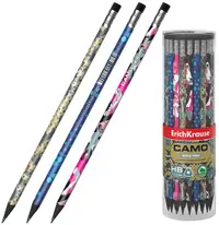 Creion grafit cu radieră Erich Krause - Camo, HB, în tub, 42 buc