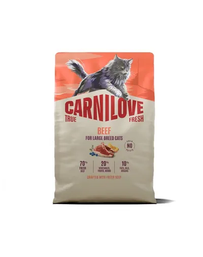 Hrană pisici mari CARNILOVE True Fresh Cat Beef Adult Large 2 kg cu vită