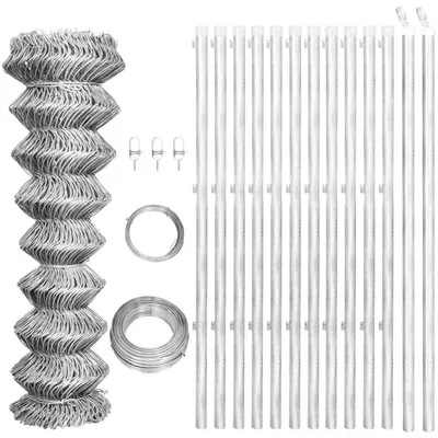 vidaXL Gard din plasă cu stâlpi, argintiu, 25x1,25 m, oțel galvanizat