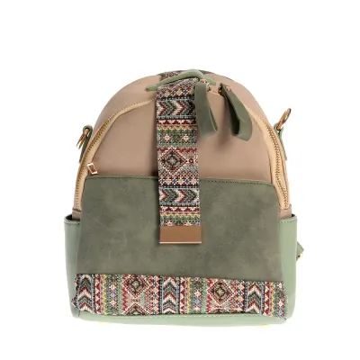 Rucsac casual multicolor cu design etnic si detalii moderne