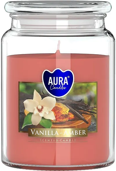 Lumânare parfumată Bispol Aura - Vanilla and Amber, 500 g