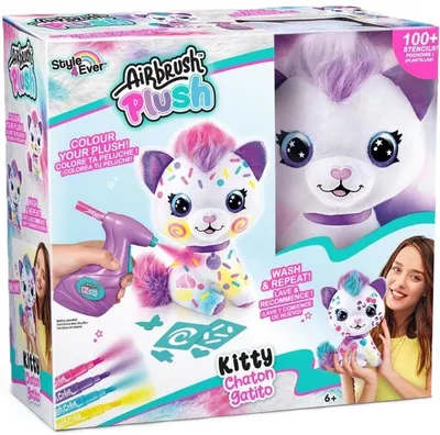 Set creativ Canal Toys Airbrush plush - Jucărie de colorat de pluș, Pisicuță