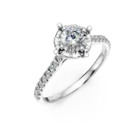 Inel de logodna din aur alb cu un diamant central de 0.35ct si diamante de 0.16ct