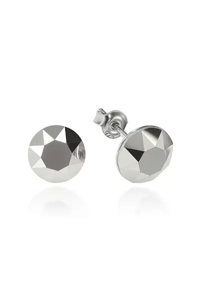 Cercei Argint 925 placat cu rodiu cu cristale Swarovski® Xirius 8mm - Argintiu