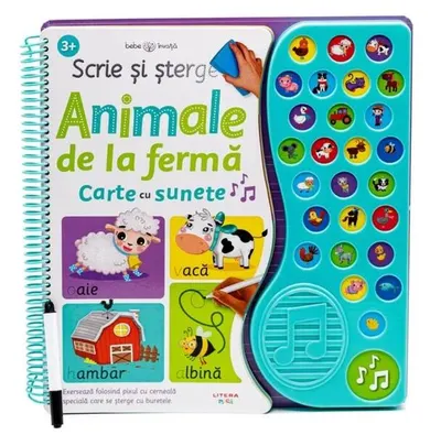 Scrie și șterge animale de la fermă - Board book