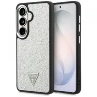Husa MagSafe pentru Samsung Galaxy S26 S942, Guess, Fixed Glitter Triangle Logo, Argintie