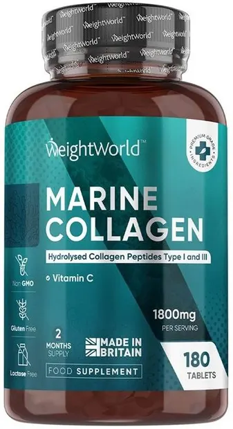 Marine Collagen Type I and III + Vitamin C, 180 tablete, Weight World