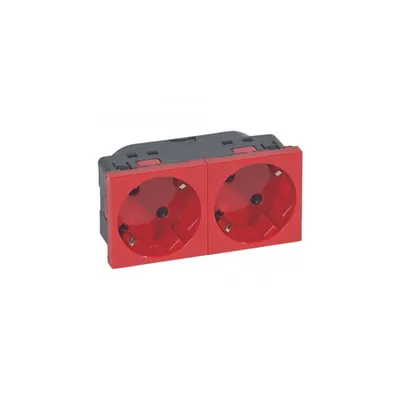 Multi-support multiple priza Mosaic - 2 x 2P+E automatic terminals - rosu