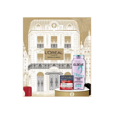 Pachet Crema antirid Revitalift Laser 50ml + Sampon Hyaluron Pure Elseve 400ml, L'Oreal