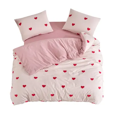 Lenjerie de pat roz pentru pat de o persoană, extinsă cu cearceaf inclus, cu 3 piese 160x220 cm Red Heart – Mila Home