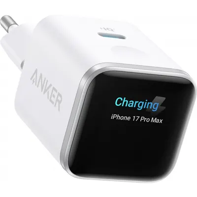Incarcator Retea Anker Nano Display, 45W, 3A, 1 x USB-C, Alb A121DG21