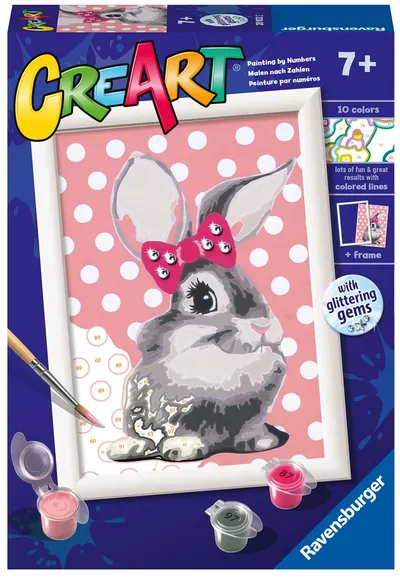 Kit de vopsea după număr Ravensburger CreArt - Iepuraș pufos