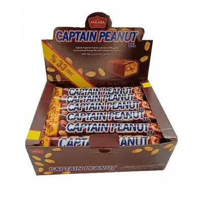 Baton de ciocolata cu nuga si caramel Captain Peanut 50g Engros