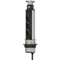 Prelungitor incorporabil Brennenstuhl 3 prize, retractabil pentru blat de bucatarie sau birou, cablu 2 M 1396200003