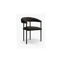 Scaun de living negru cu cotiere tapițat Lea – Micadoni