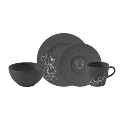 Set mic dejun 4 piese MANROCK MICKEY negru