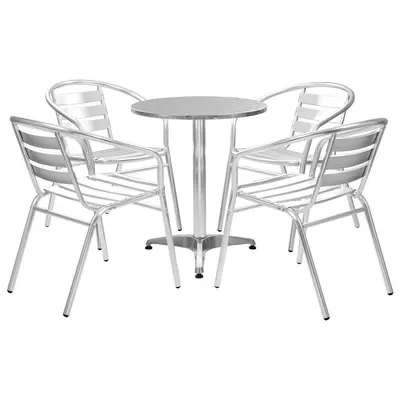 vidaXL Set mobilier de exterior, 5 piese, argintiu, aluminiu