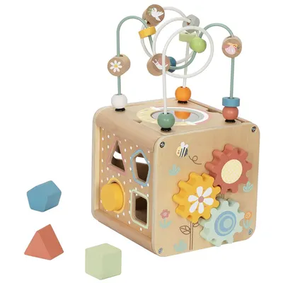 Cub din lemn cu activități Tooky Toy - Animale din pădure