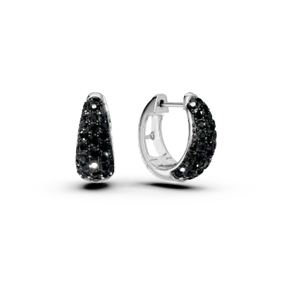 Cercei creole din aur alb cu diamante negre de 1.1ct