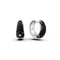 Cercei creole din aur alb cu diamante negre de 1.1ct