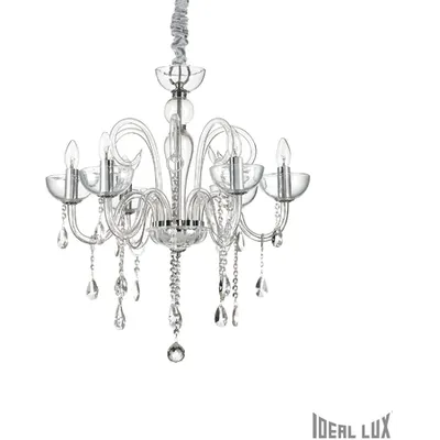 candelabru Canaletto, 6 becuri, dulie E14, D:620 mm, H:700/1650 mm, Transparent