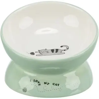 Trixie, castron ceramic ridicat ergonomic, verde, 0.15 L/ 13 cm