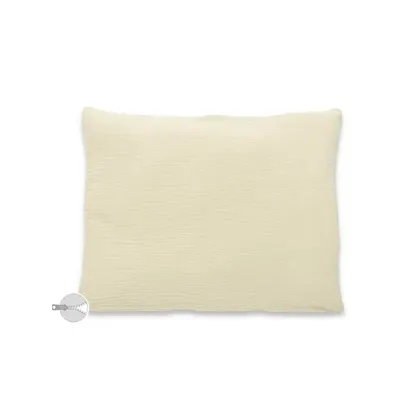 Perna clasica de dormit, Qmini, Cu husa detasabila cu fermoar, Din muselina dubla, 30x40 cm, Warm Beige