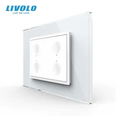Intrerupator cvadruplu tactil, standard italian, cu rama sticla, 3M Alb