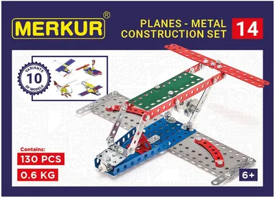 Set de construcție metalic 10 în 1 Merkur - Avioane, 130 piese