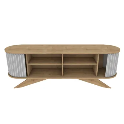 Comoda TV STOR, stejar safir + alb, 180x43x60 cm