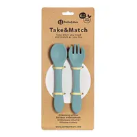 Set tacamuri din silicon PetiteMars Frosted Sky Albastru TakeMatch, forma ergonomica, fara BPA, 6 luni+