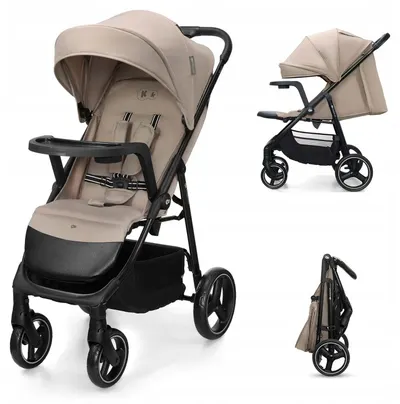Cărucior de vară pentru bebeluși cu tavă Kinderkraft - Trig 3, Stone Beige