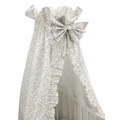 Baldachin, MimiNu, Premium, Pentru patut, Cu funda si volanas, 210x145 cm, Material certificat Oeko Tex Standard 100, Meadow