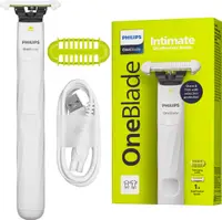 Trimmer Philips - OneBlade QP1924/22, pentru zone intime, alb