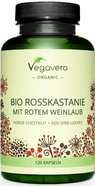 Bio Rosskastanie mit rotem Weinlaub, 120 capsule, Vegavero