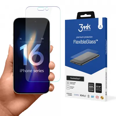 Folie de protectie Ecran 3MK FlexibleGlass pentru Apple iPhone 16 Pro, Sticla Flexibila, Full Glue