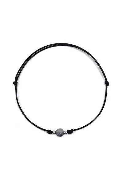 Bratara handmade - din argint 925 - ajustabila - cu piatra semipretioasa si snur de matase - 1 x bratara sodalit