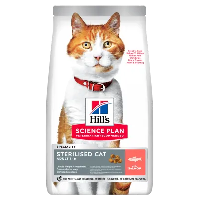 Hrana uscata pisici, Hill's Science Plan Feline Adult Sterilised Salmon, 300 g