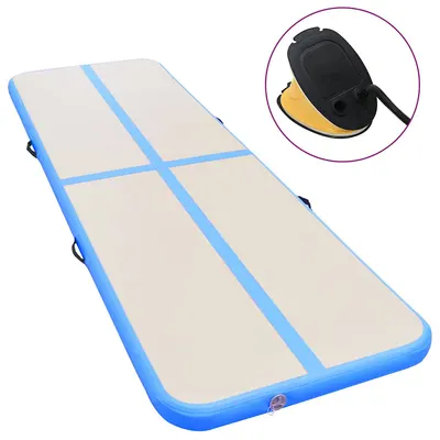 vidaXL Saltea gimnastică gonflabilă cu pompă albastru 600x100x10cm PVC