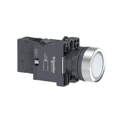 Buton iluminat 220 V AC. alb ,1NO