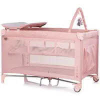Patut pentru copii Chipolino Luna Powder Pink pliabil, cu saltea de infasat