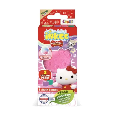 Bombe de baie Inkee 3 bucati asortate in forma de Hello Kitty Craze