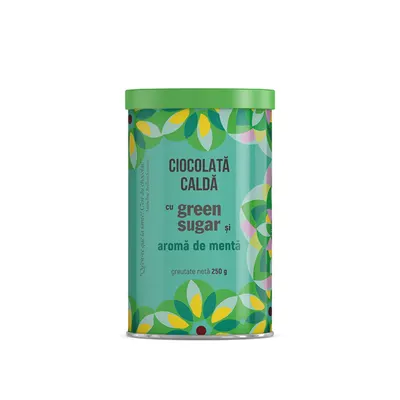 Ciocolata calda cu green sugar si aroma de menta, 250g, Laboratoarele Remedia
