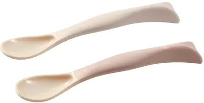 Set lingurițe din silicon Babyono - Be Active, 2 bucăți, bej și roz