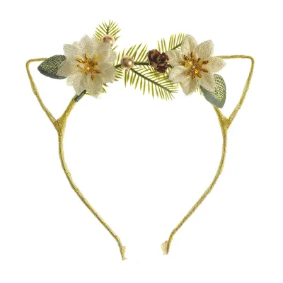 Bentita aurie cu urechi si flori decorative