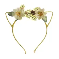 Bentita aurie cu urechi si flori decorative