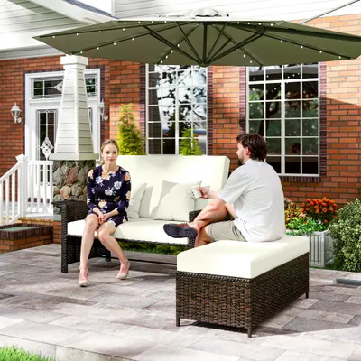 Outsunny Canapea de Gradina cu Banca Mobilier de Gradina din Ratan Maro | Aosom Romania